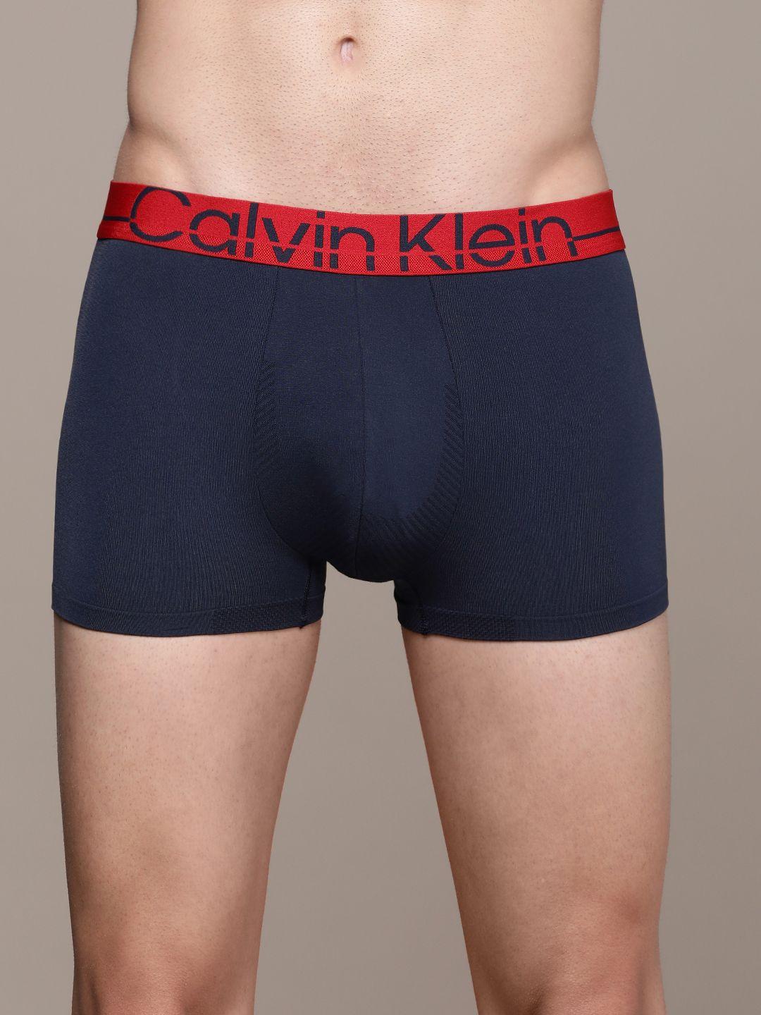 calvin klein underwear men navy blue solid low rise trunk