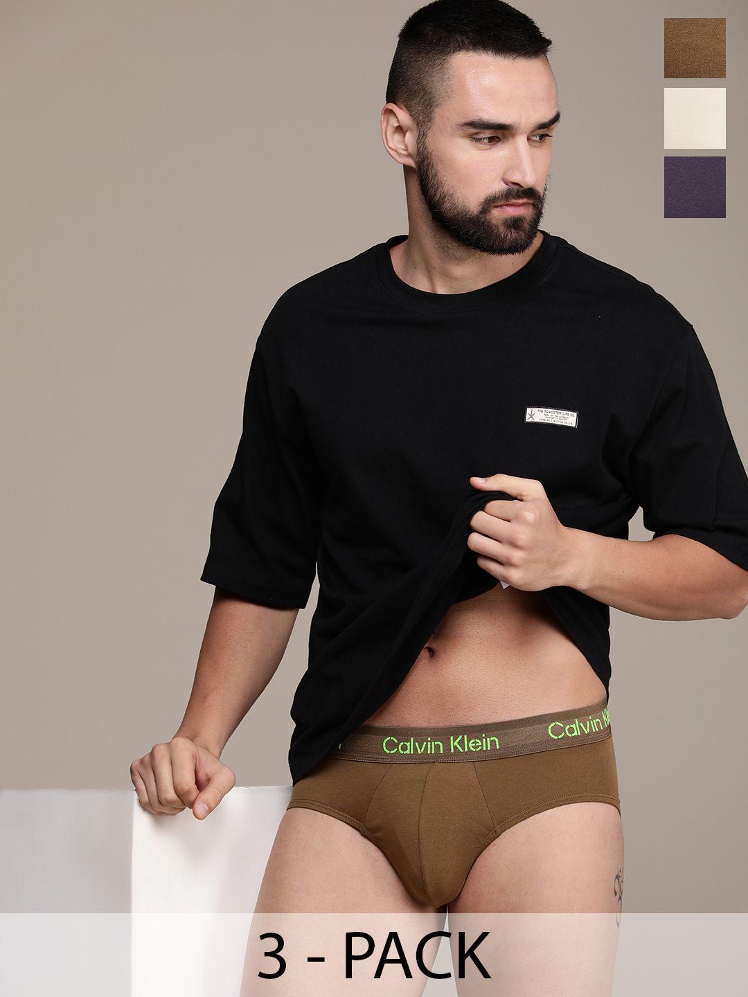 calvin klein underwear men pack of 3 mid-rise solid briefs nb3704fz4