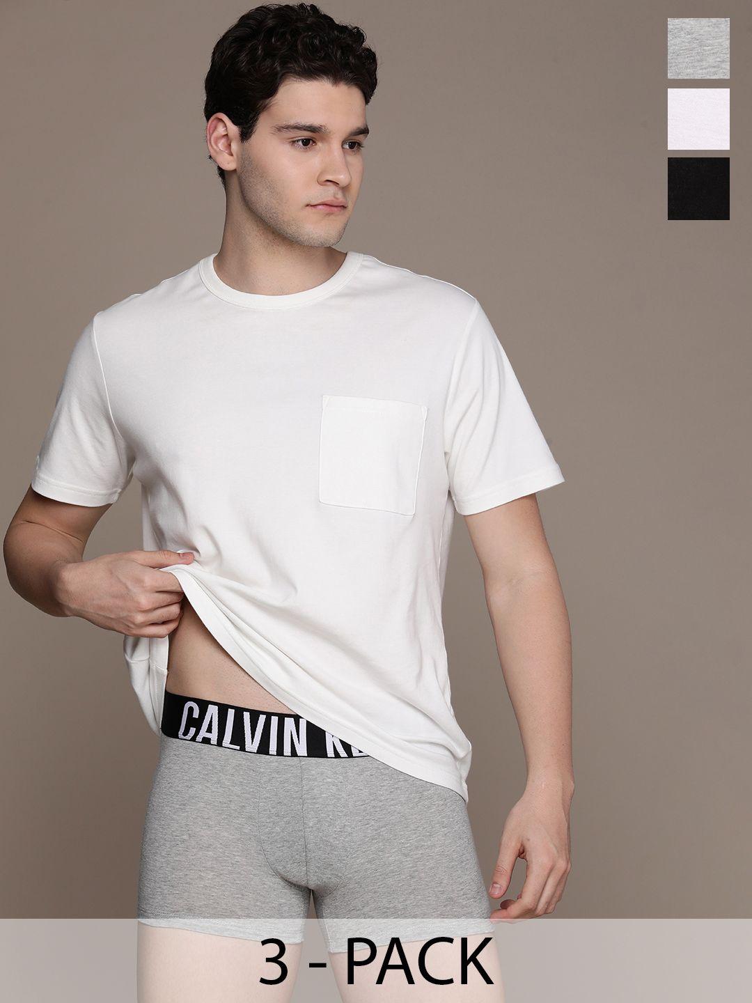 calvin klein underwear men pack of 3 trunks nb3608mpi-mpi-black/grey