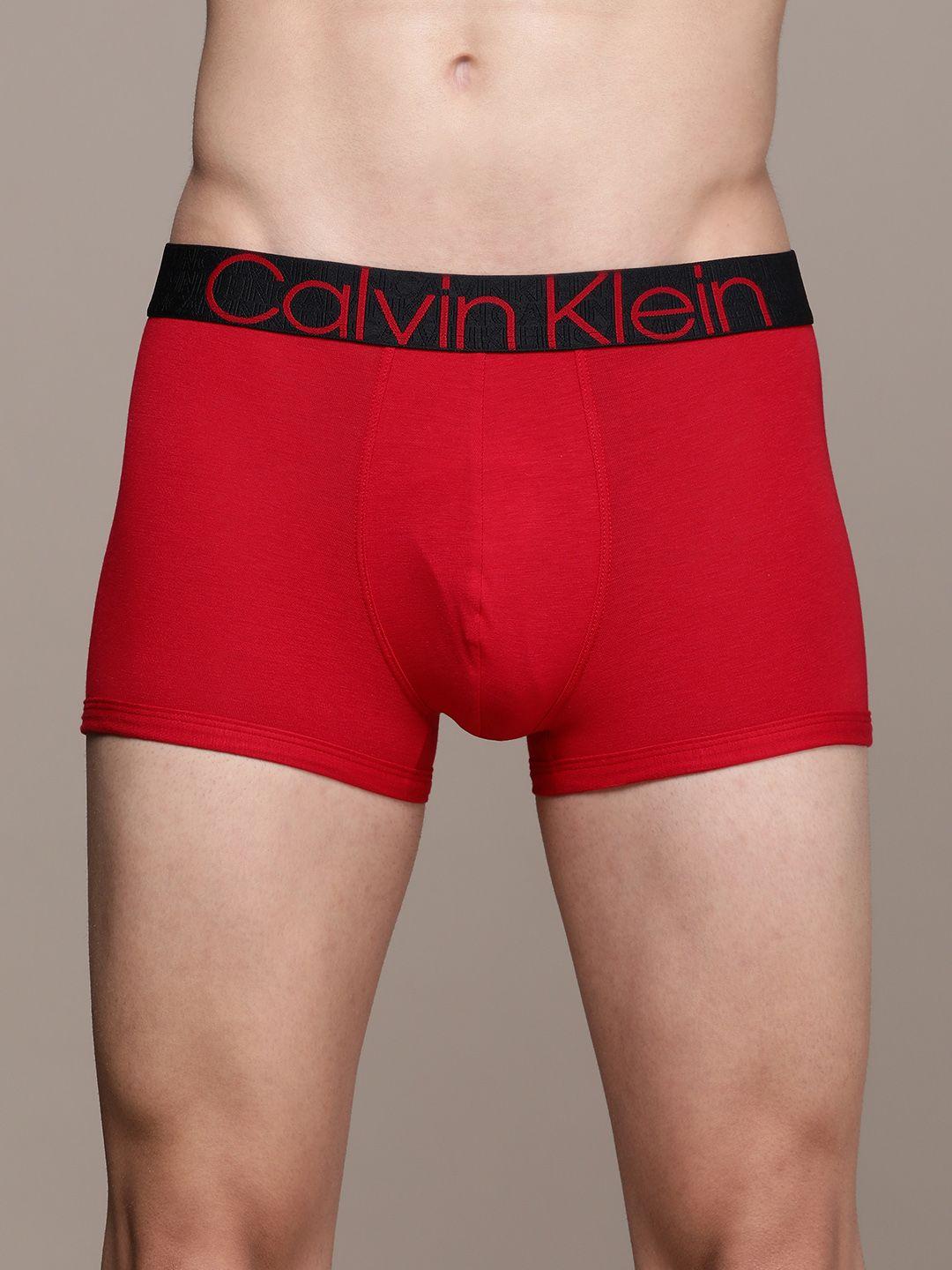 calvin klein underwear men red solid low rise trunk