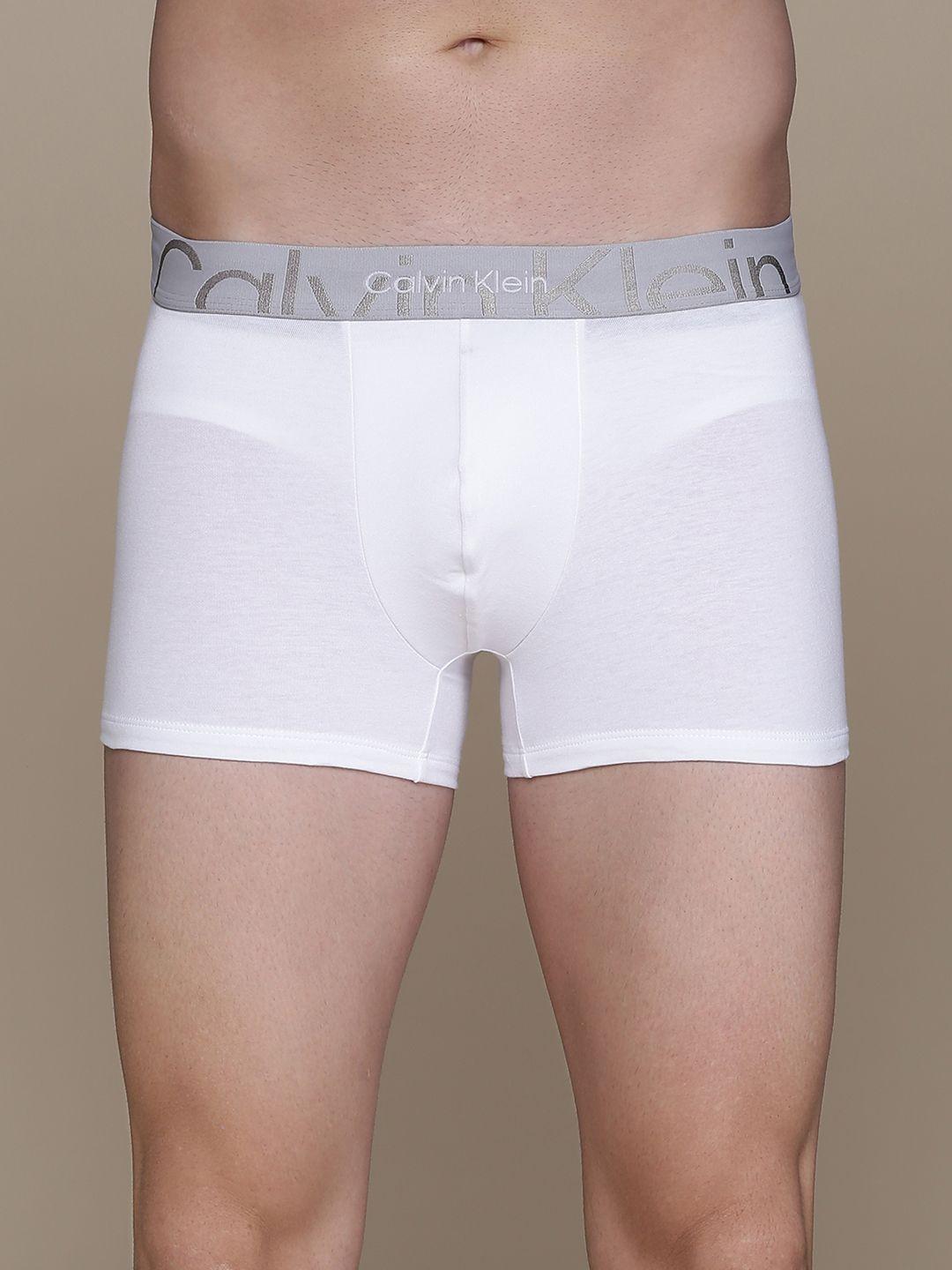 calvin klein underwear men white solid trunk-nb3299100