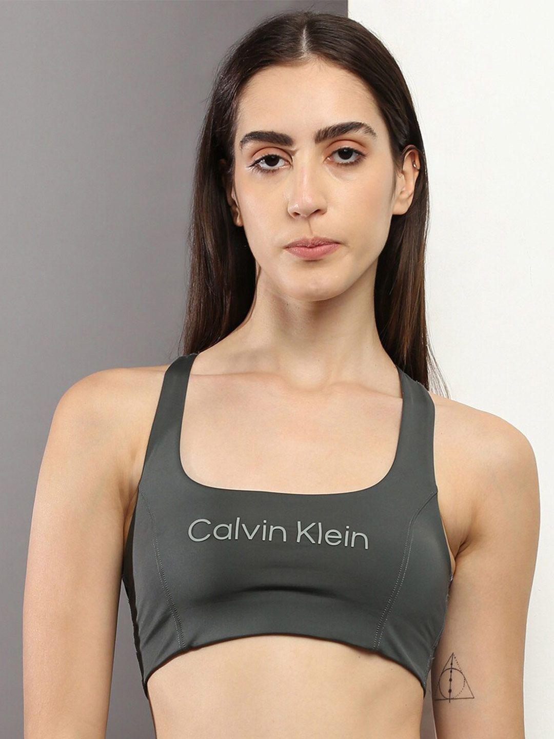 calvin klein underwear typography printed non-wired non-padded bra