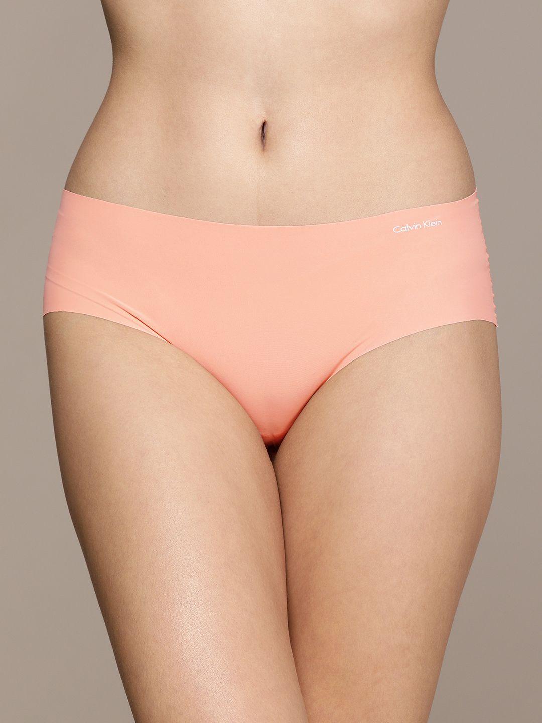 calvin klein underwear women peach-coloured solid hipster briefs d3429tly
