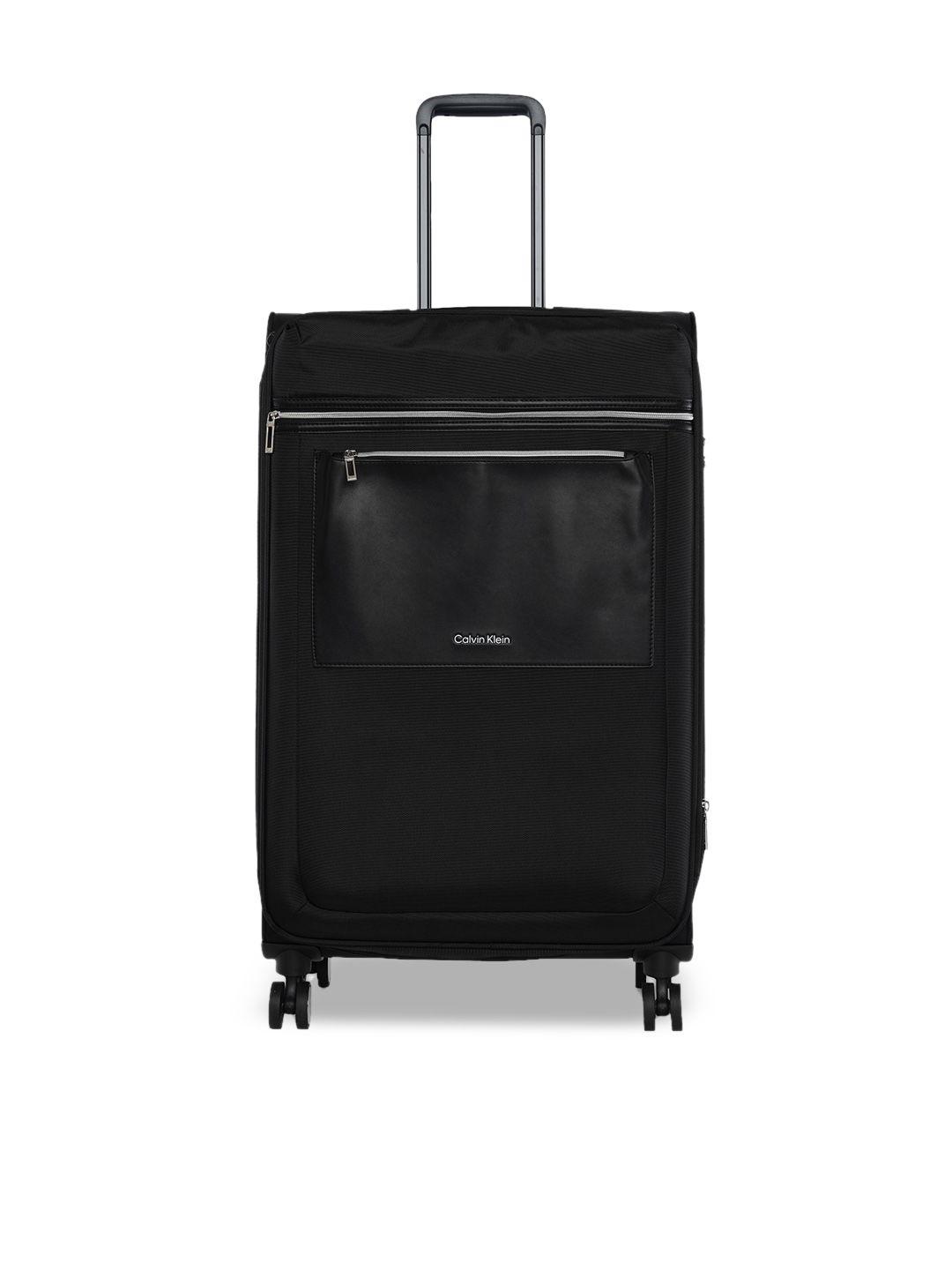 calvin klein union square range black solid soft-sided large trolley suitcase
