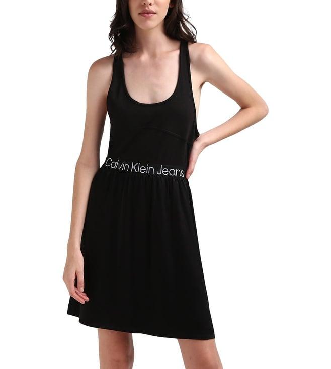 calvin klein viscose solid black dress