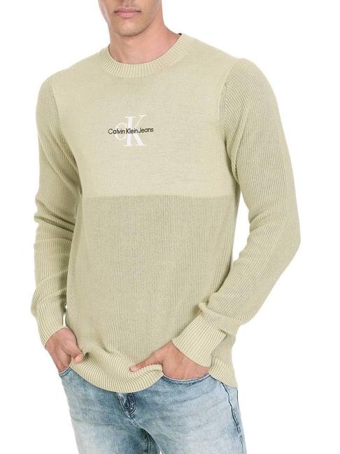 calvin klein wheat fields cotton regular fit embroidered sweater