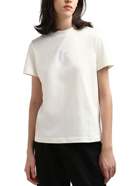 calvin klein white cotton logo print t-shirt