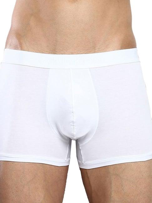 calvin klein white cotton regular fit trunks