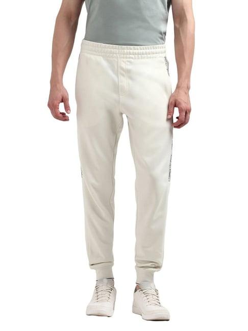 calvin klein white regular fit printed joggers