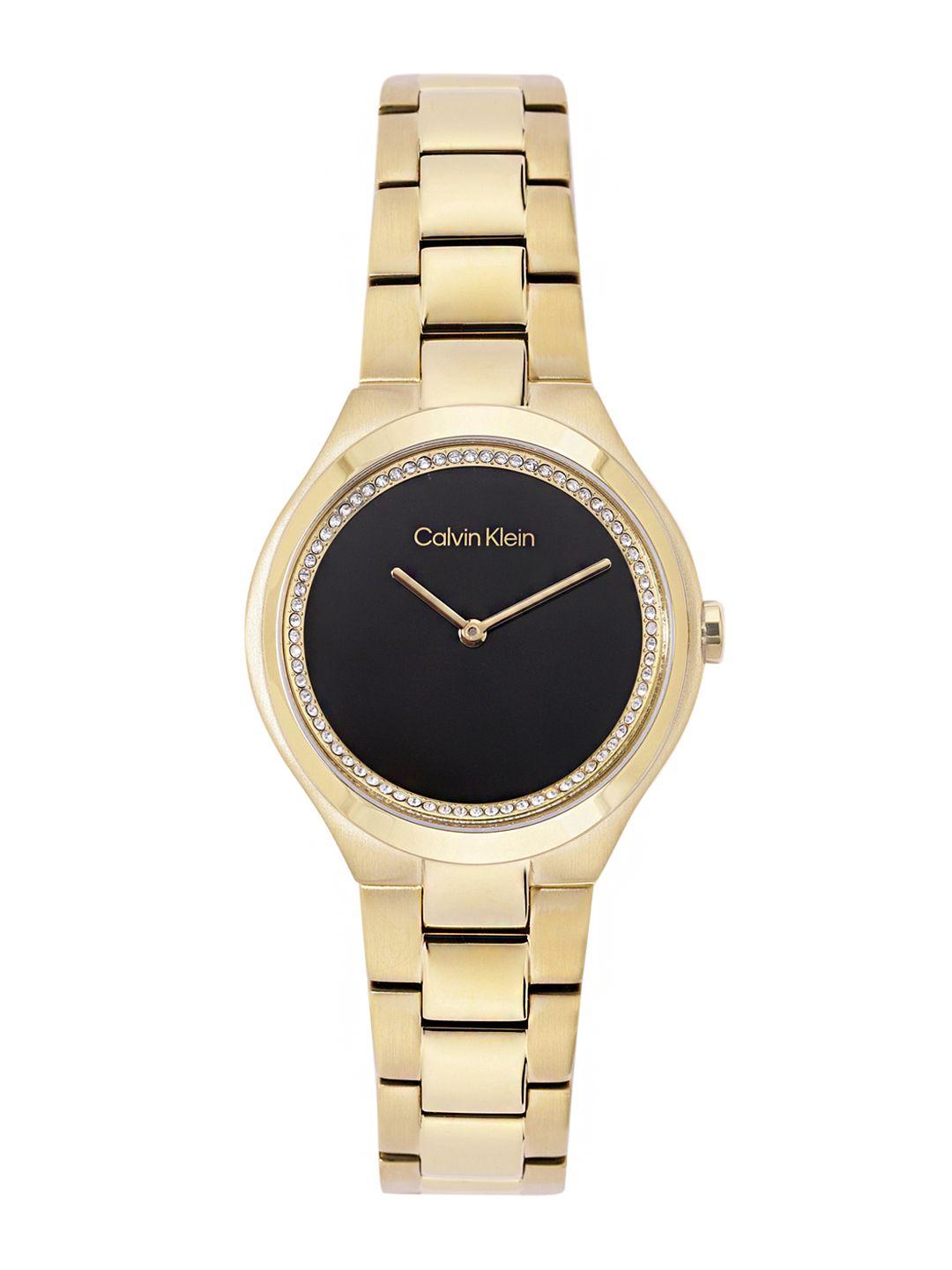 calvin klein women admire embellished bracelet style analogue watch 25200367-black