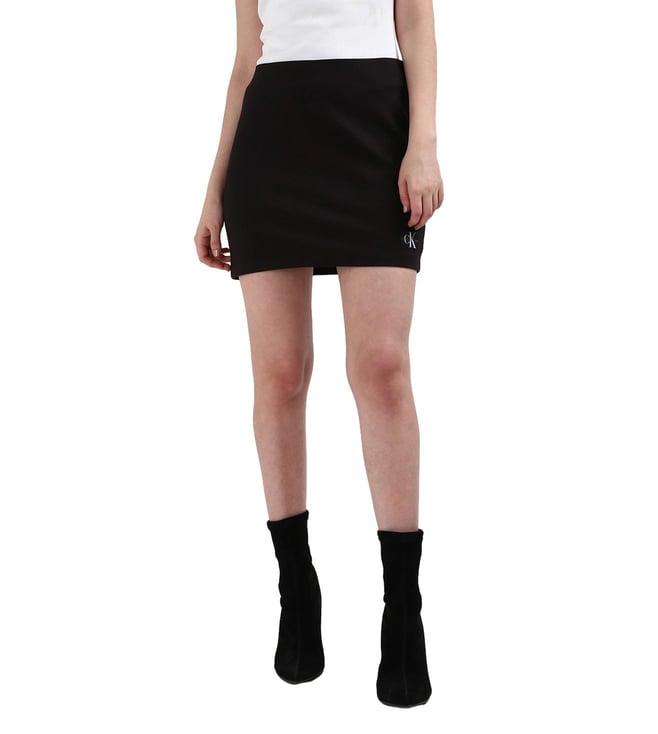 calvin klein women black solid pencil mini skirt