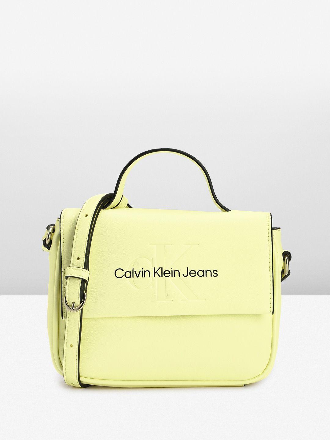 calvin klein women brand logo printed satchel