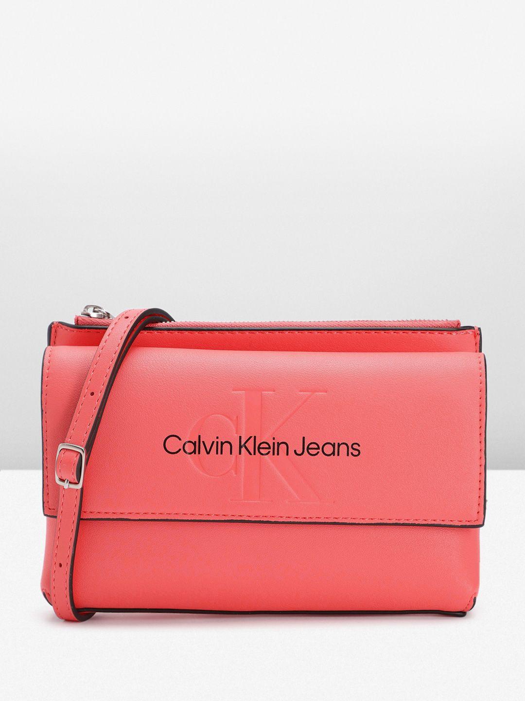 calvin klein women brand logo printed sling bag