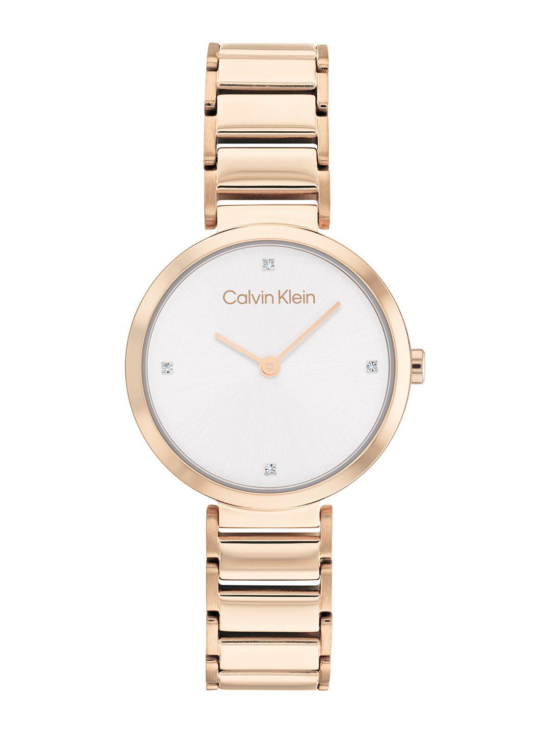 calvin klein women minimalistic t bar bracelet style analogue watch 25200140-light grey