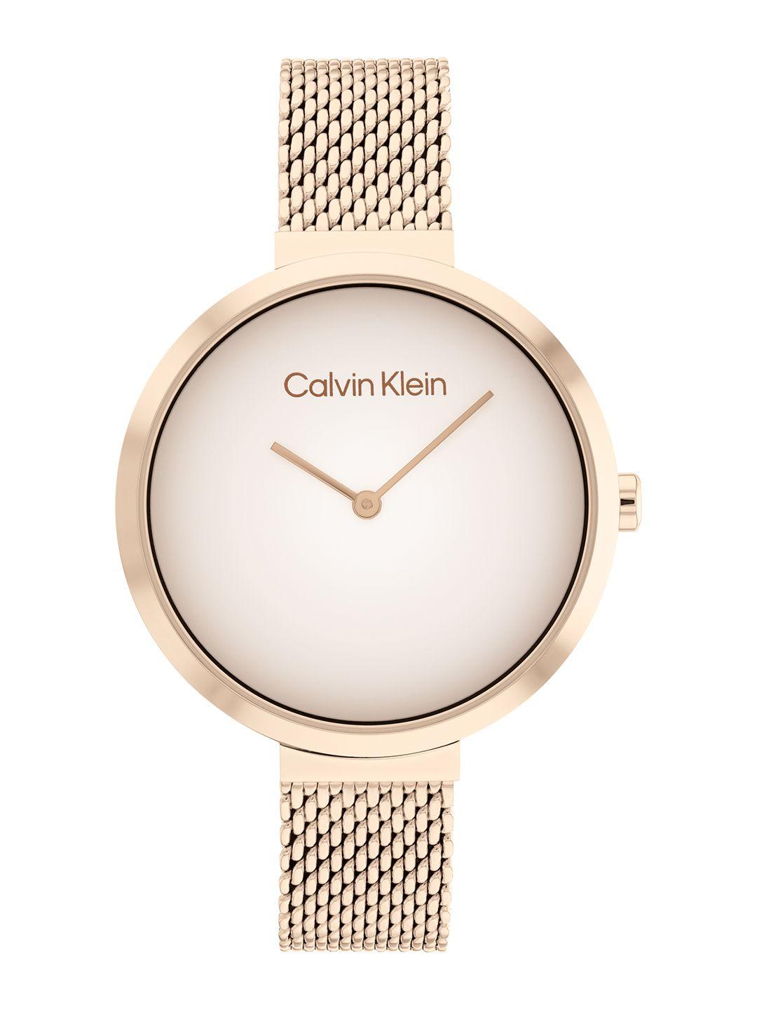 calvin klein women solid stainless steel bracelet style strap analogue watch 25200080