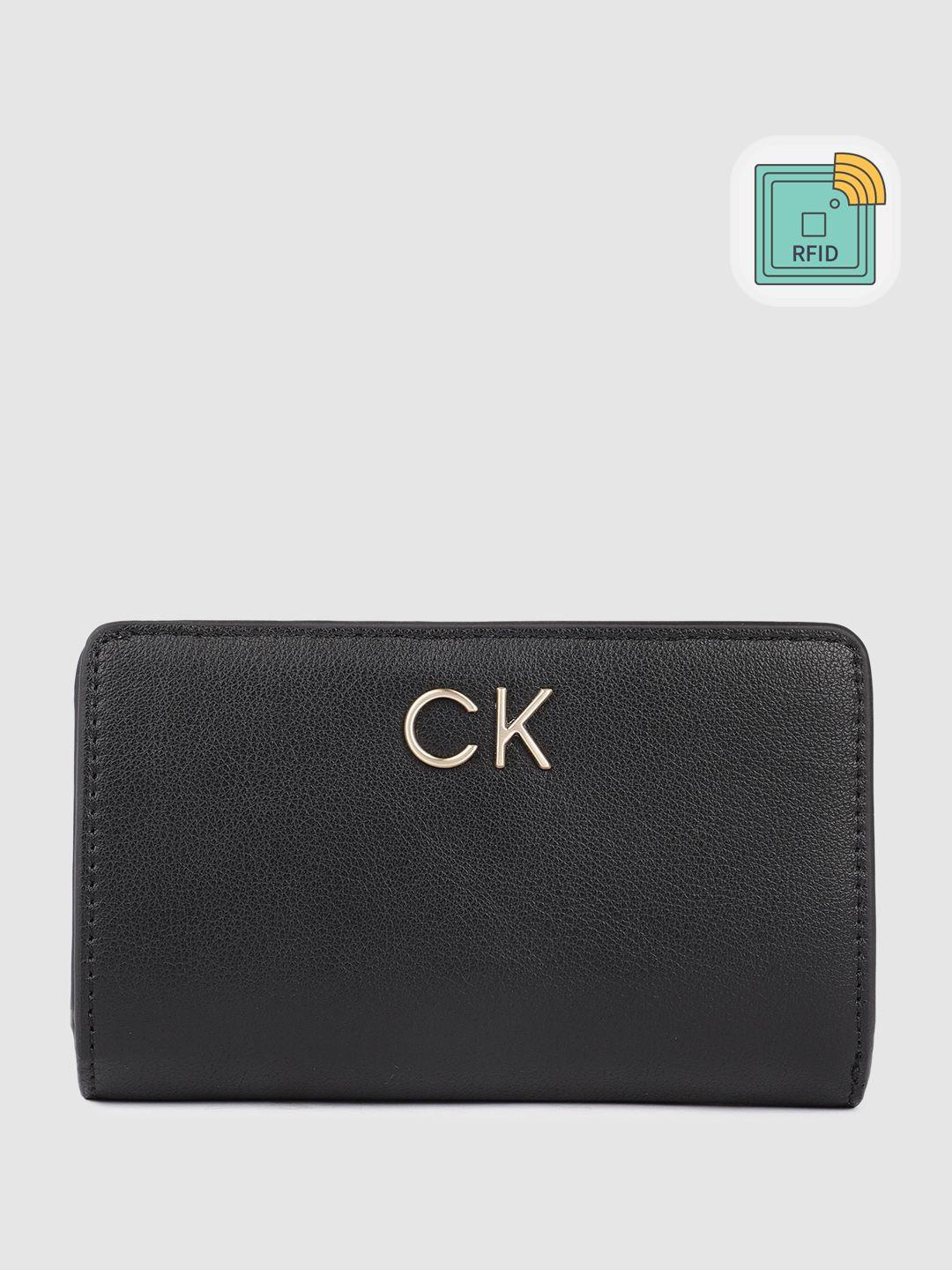 calvin klein women solid two fold wallet with rfid