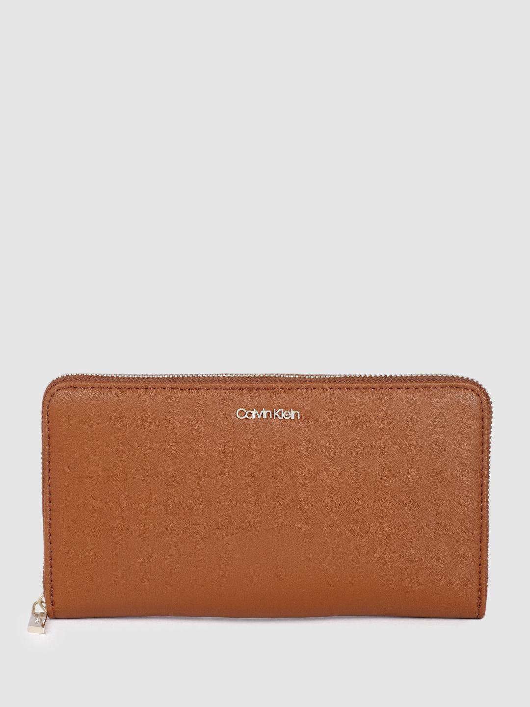 calvin klein women solid zip around wallet