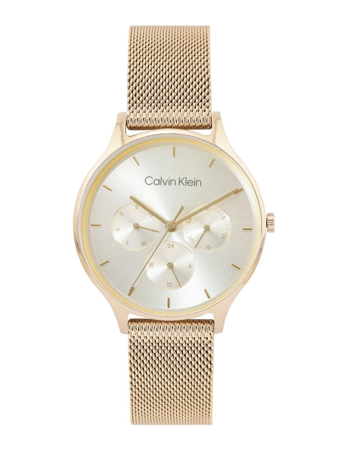 calvin klein women stainless steel bracelet style analogue multi function watch 25200103