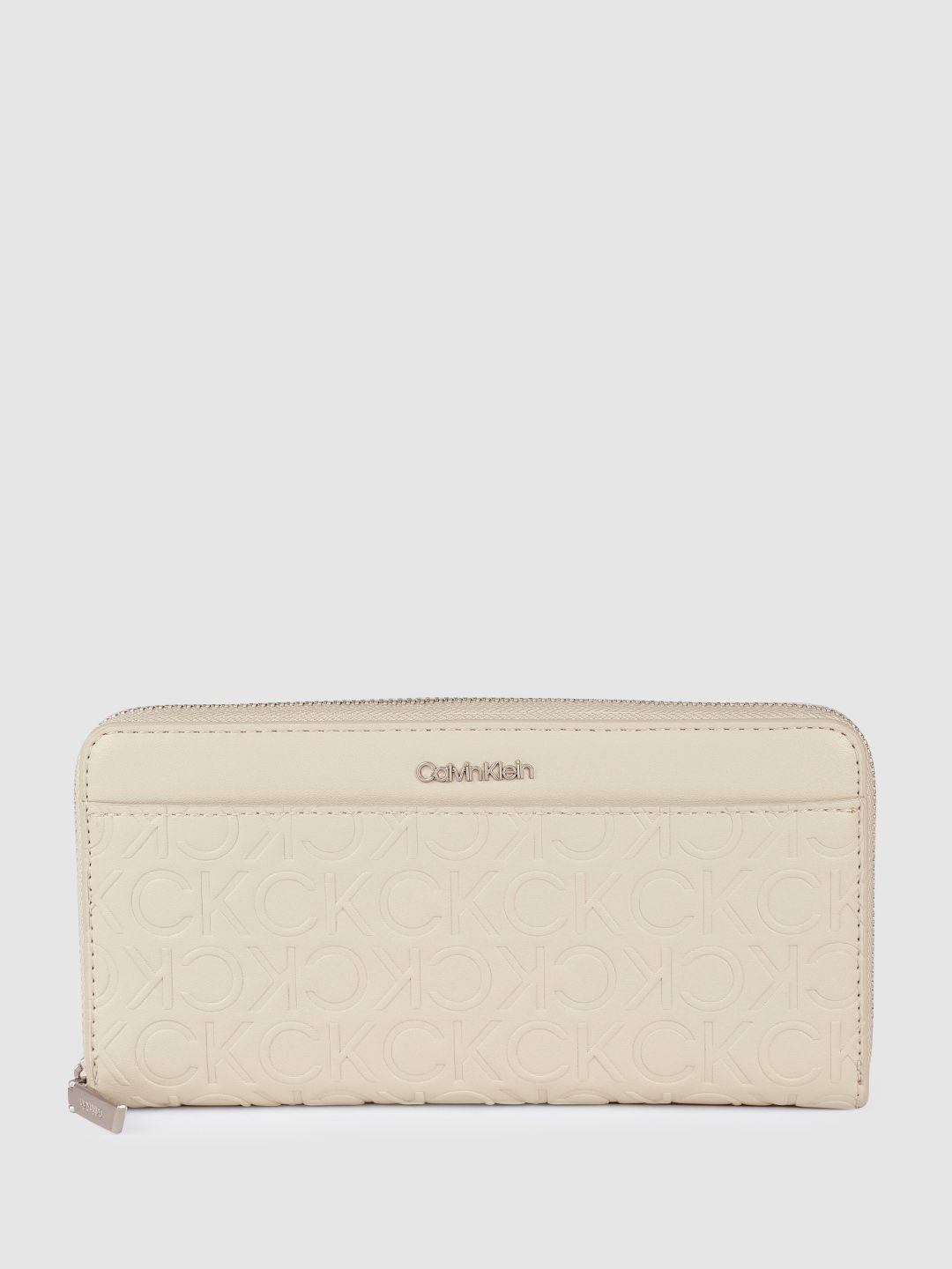 calvin klein women textured zip around wallet