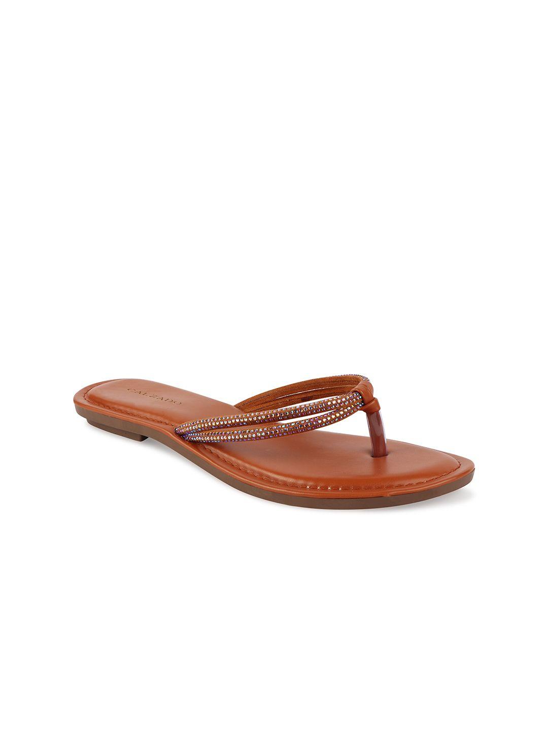 calzado women brown solid open toe flats