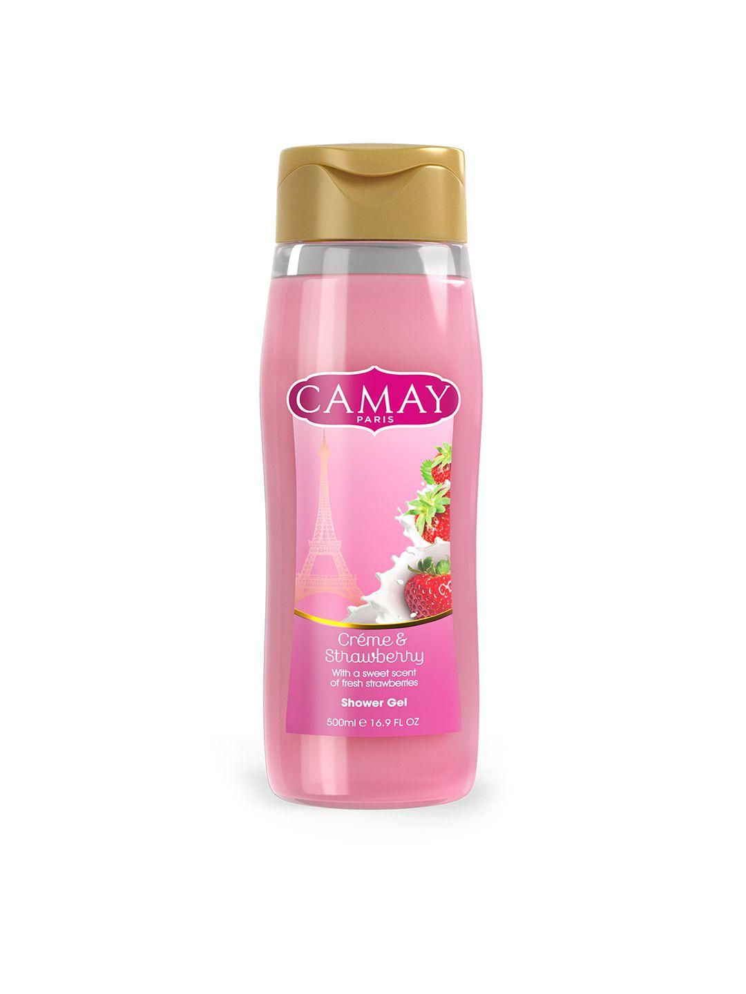 camay paris creme & strawberry shower gel for soft fragrant skin - 500ml