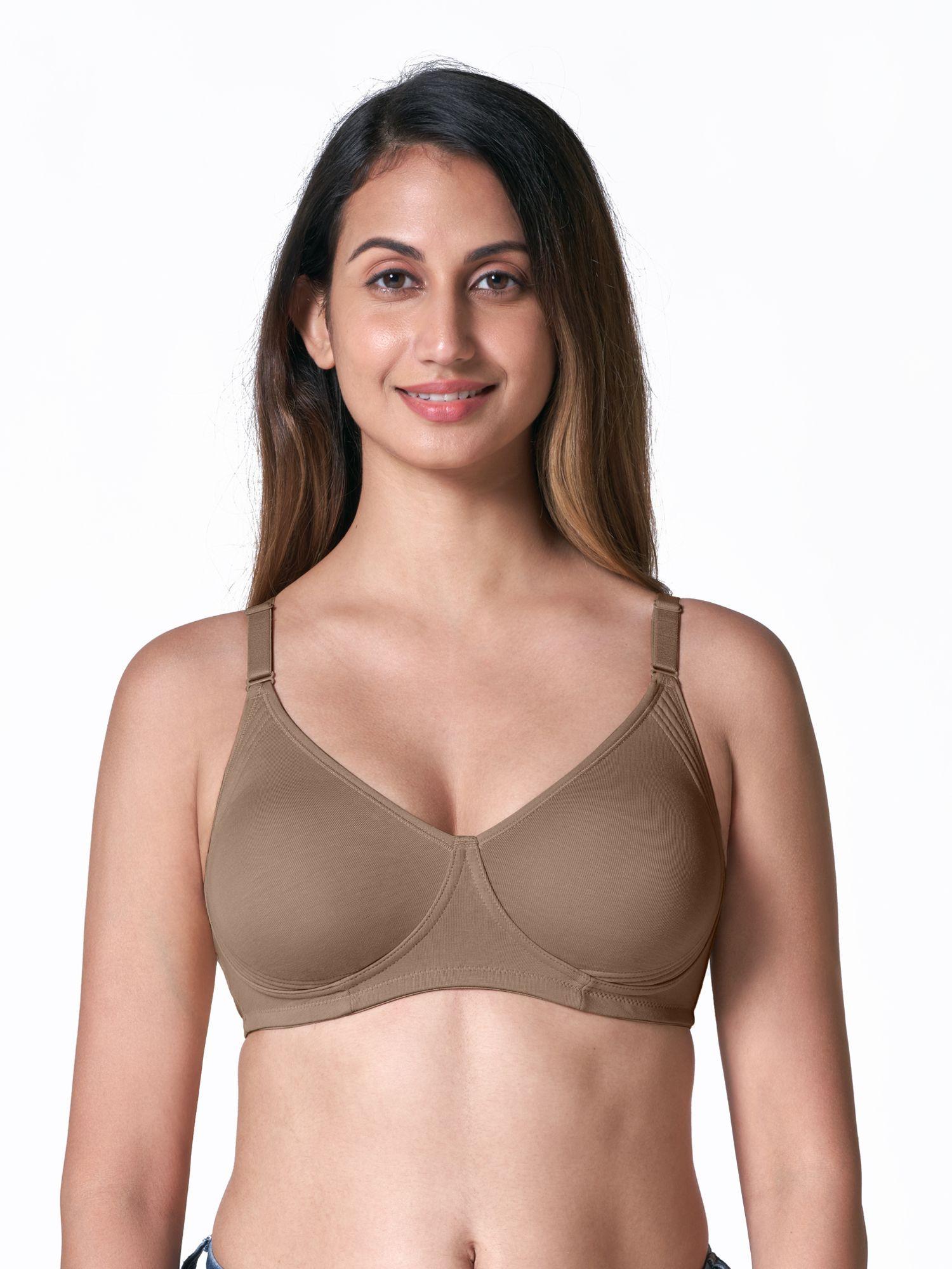 camel brown moulded encircle bra with adjustable straps