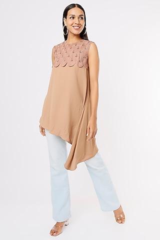 camel embroidered tunic