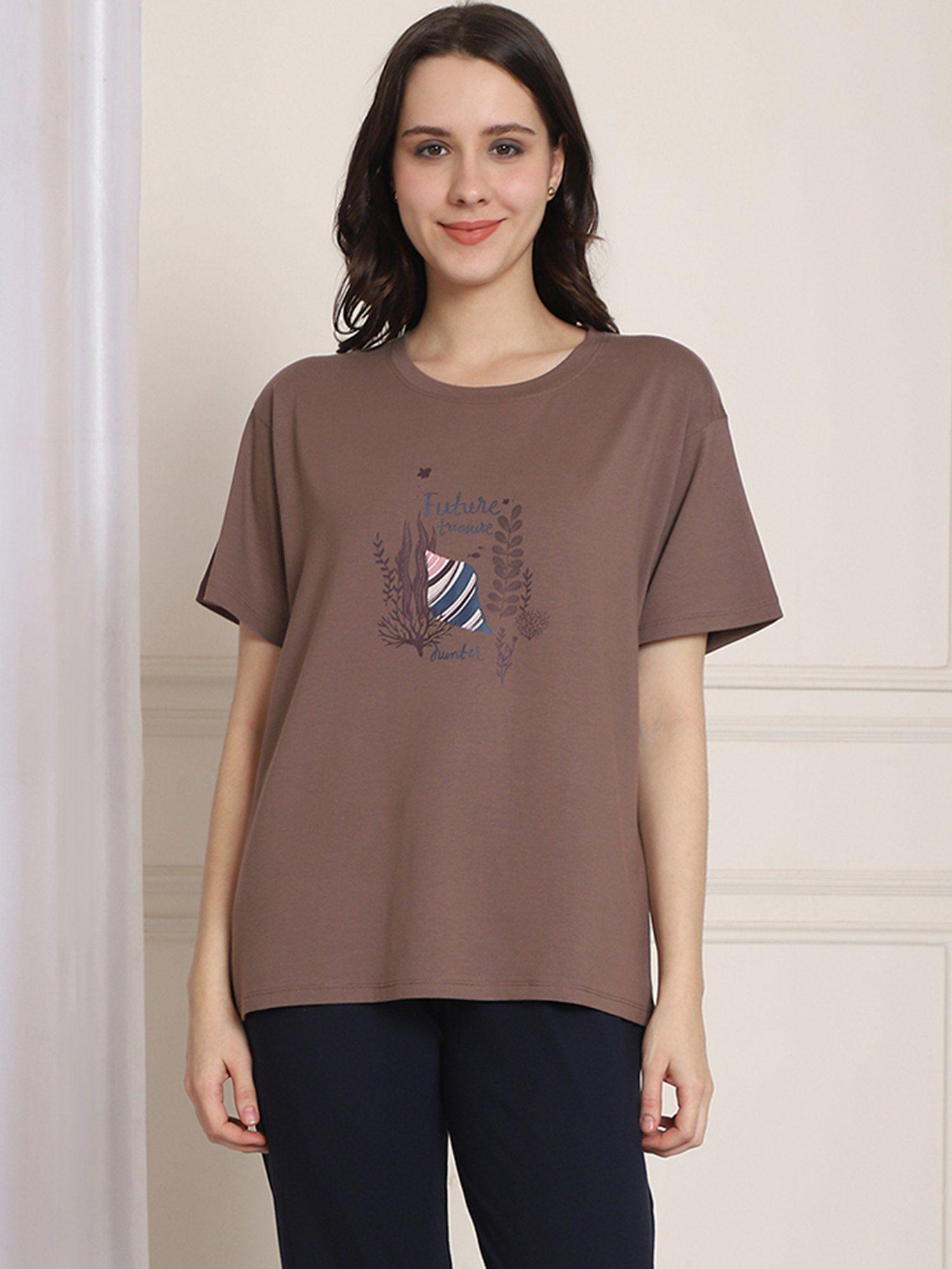 camel printed lounge t-shirt