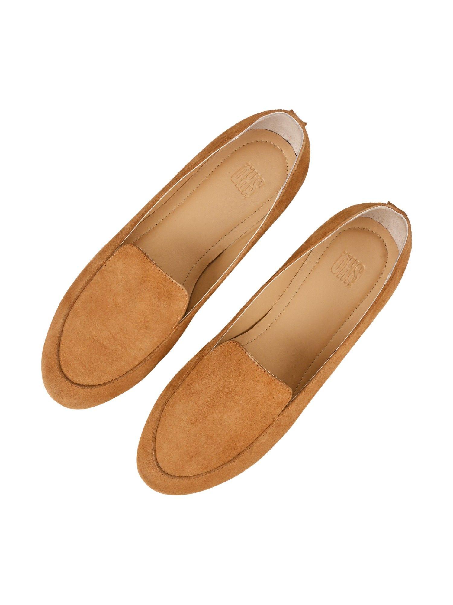 camel vegan solid loafers for women