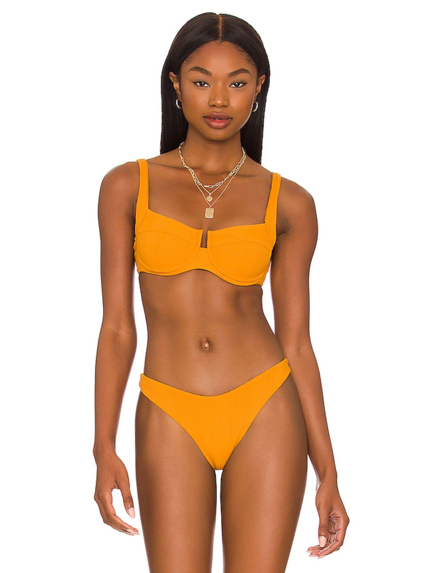 camellia bikini top orange