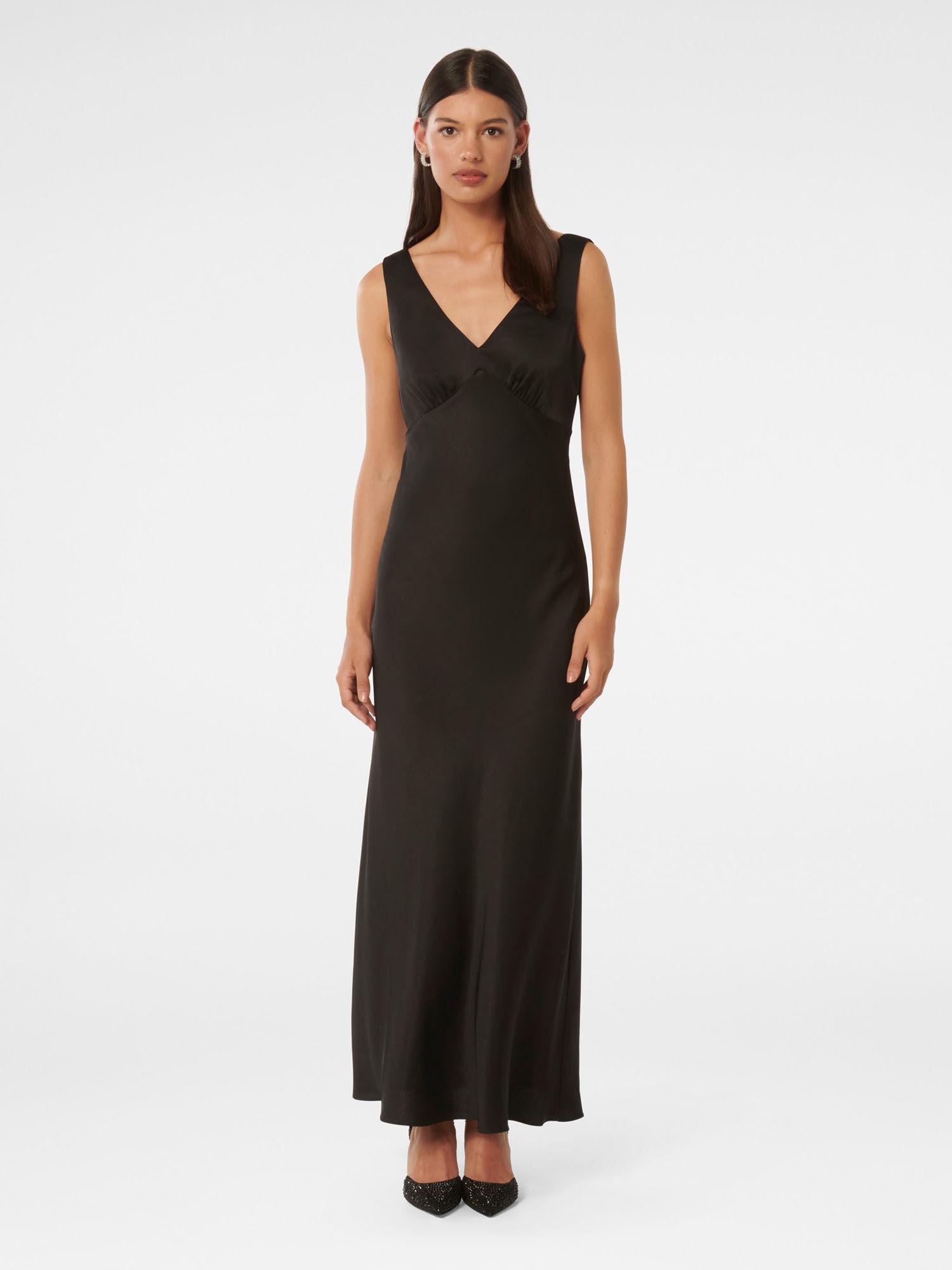 cameron v neck satin maxi dress