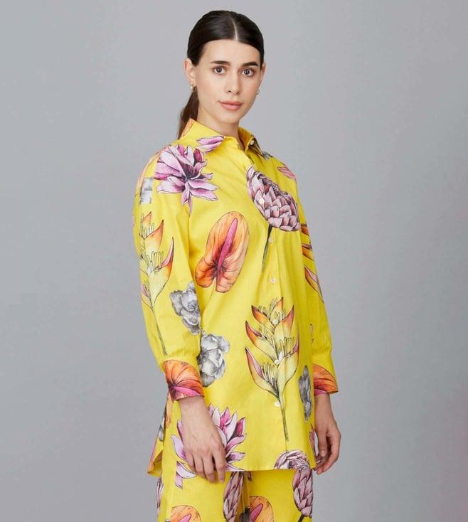 camessi collections oversized yellow floral shirt