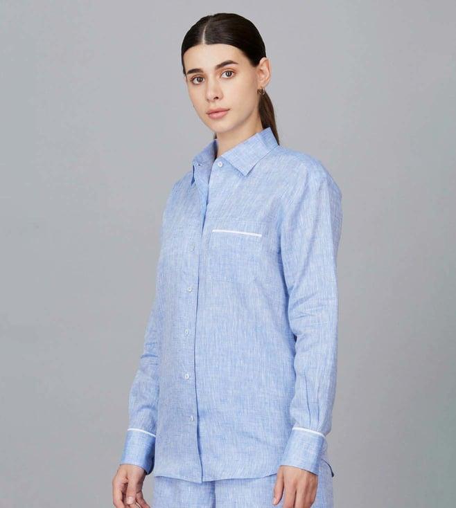 camessi collections blue linen shirt
