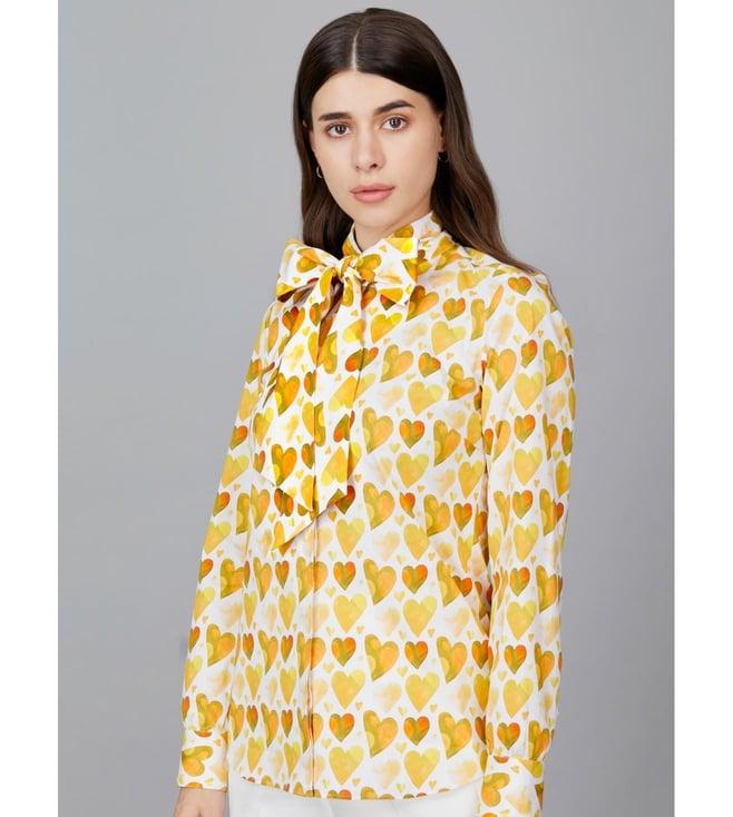 camessi collections multicolored the essential heart print small bow shirt