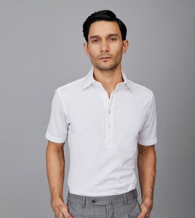 camessi collections white half sleeve popover polo shirt