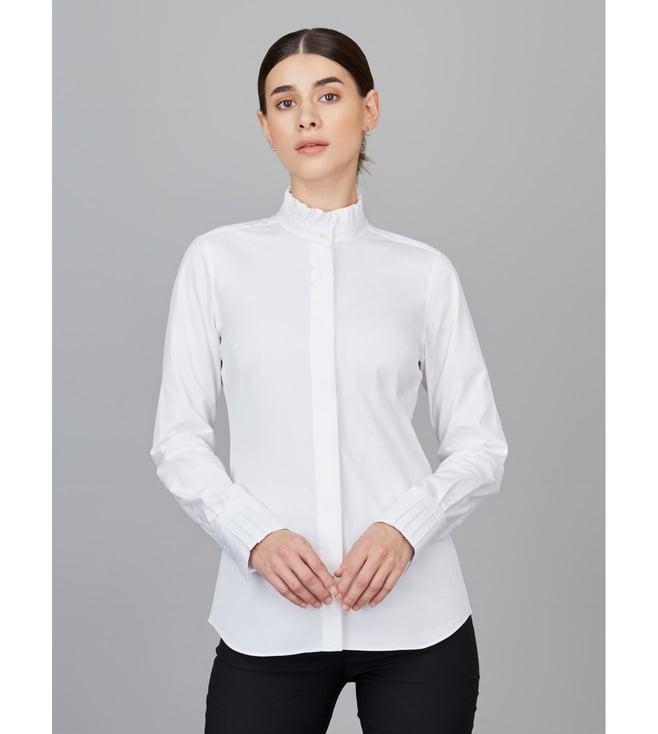 camessi collections white the essential formal frilled collar shirt