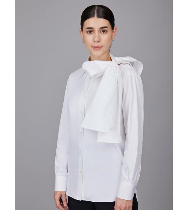 camessi collections white the essential shoulder bow shirt
