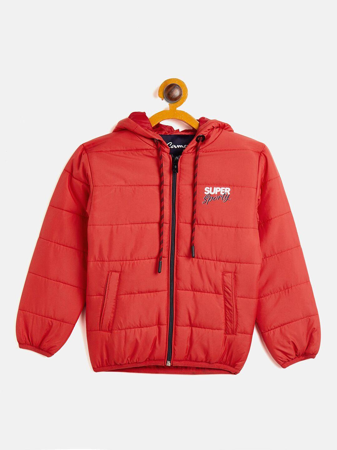camey boys red lightweight padded jacket with embroidered