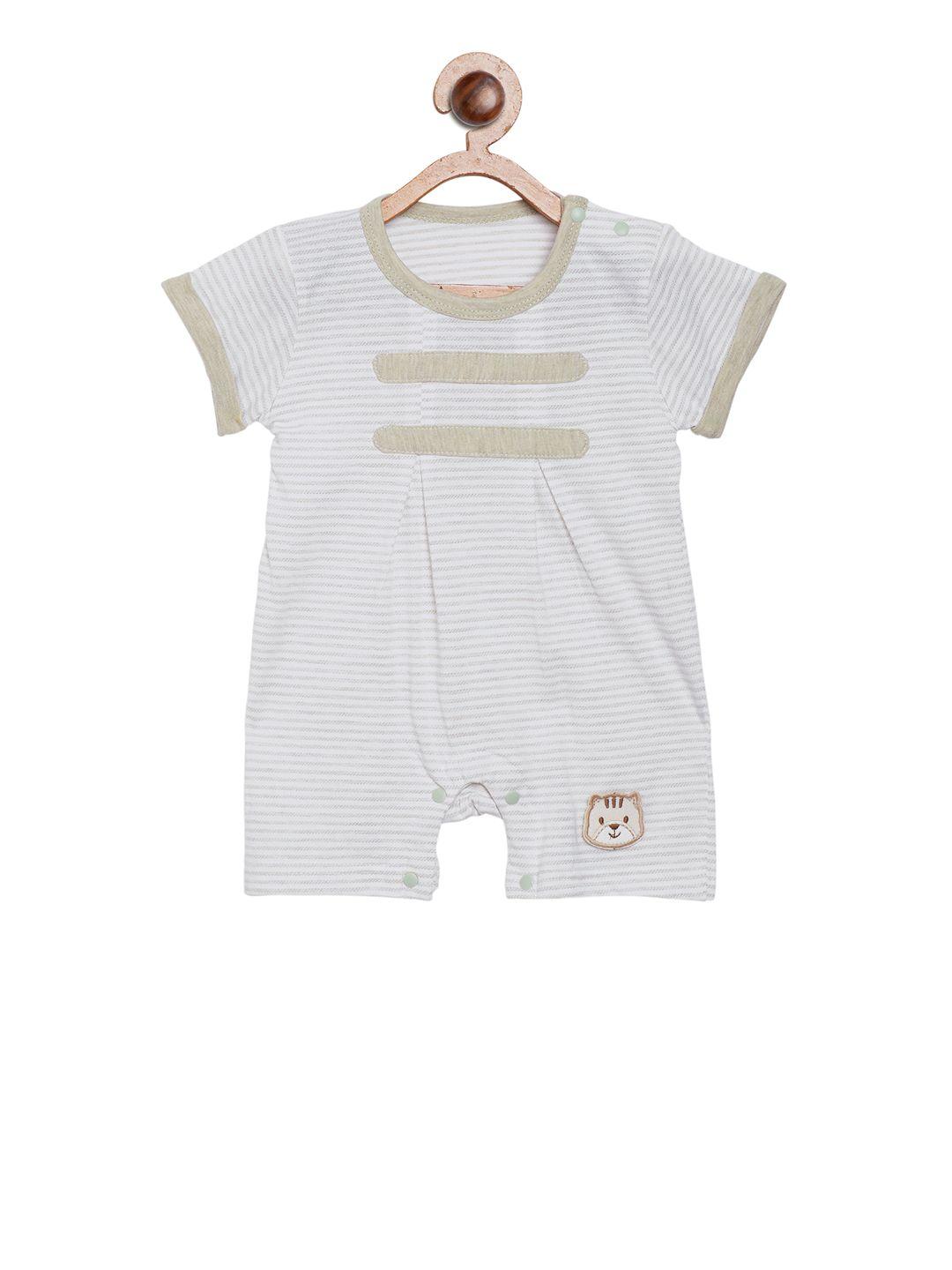 camey kids off-white & beige striped rompers