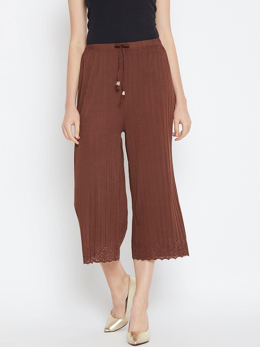 camey women brown straight fit solid culottes