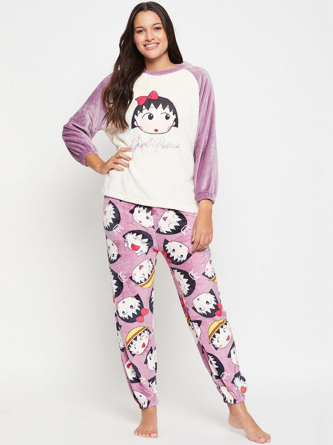camey graphic printed round neck t-shirt & lounge pants