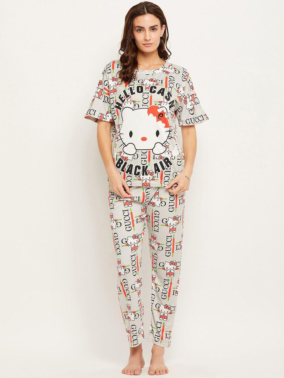 camey hello kitty printed t-shirt with pyjamas