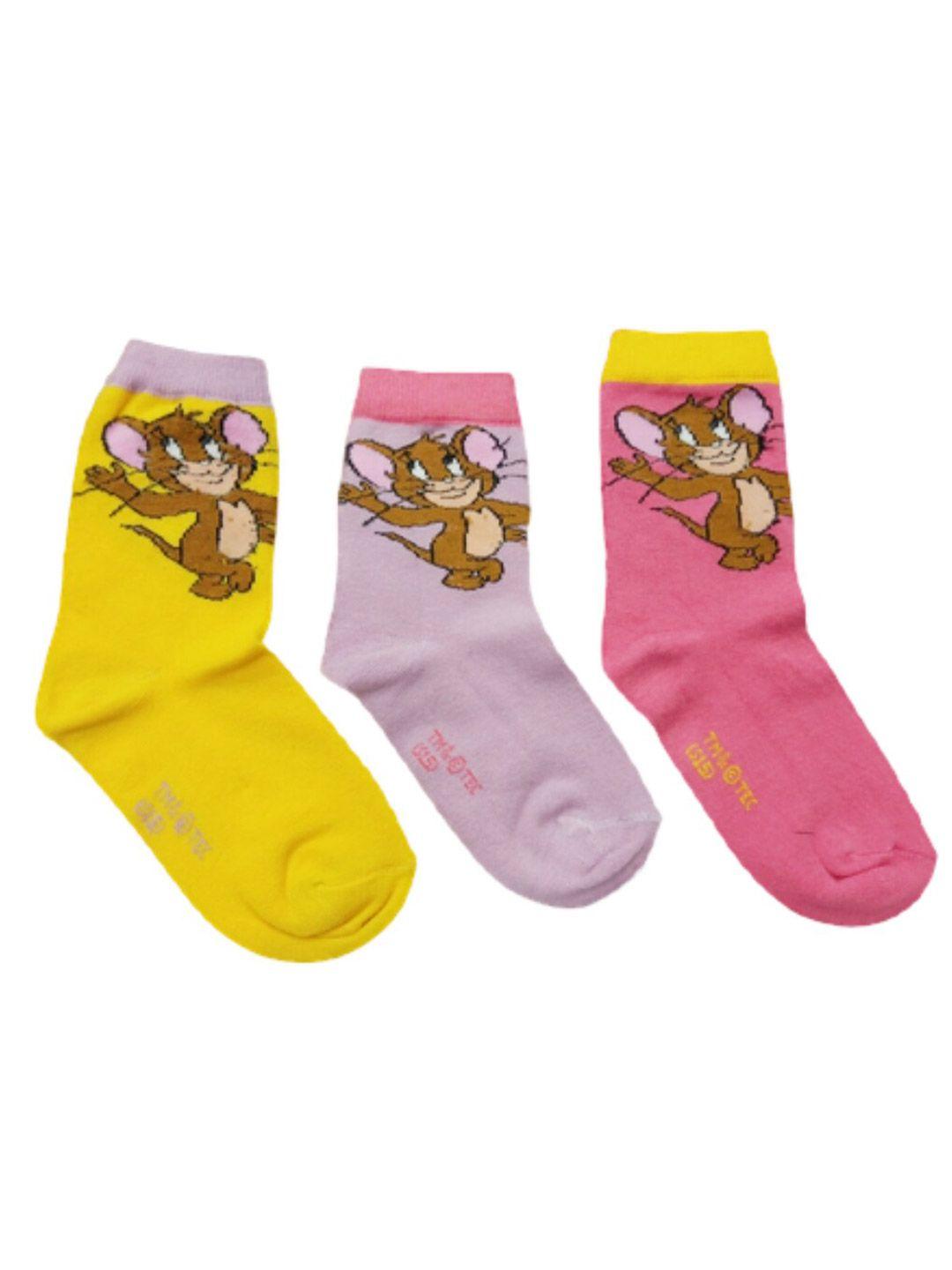 camey kids pack of 3 printed ankle-length cotton socks