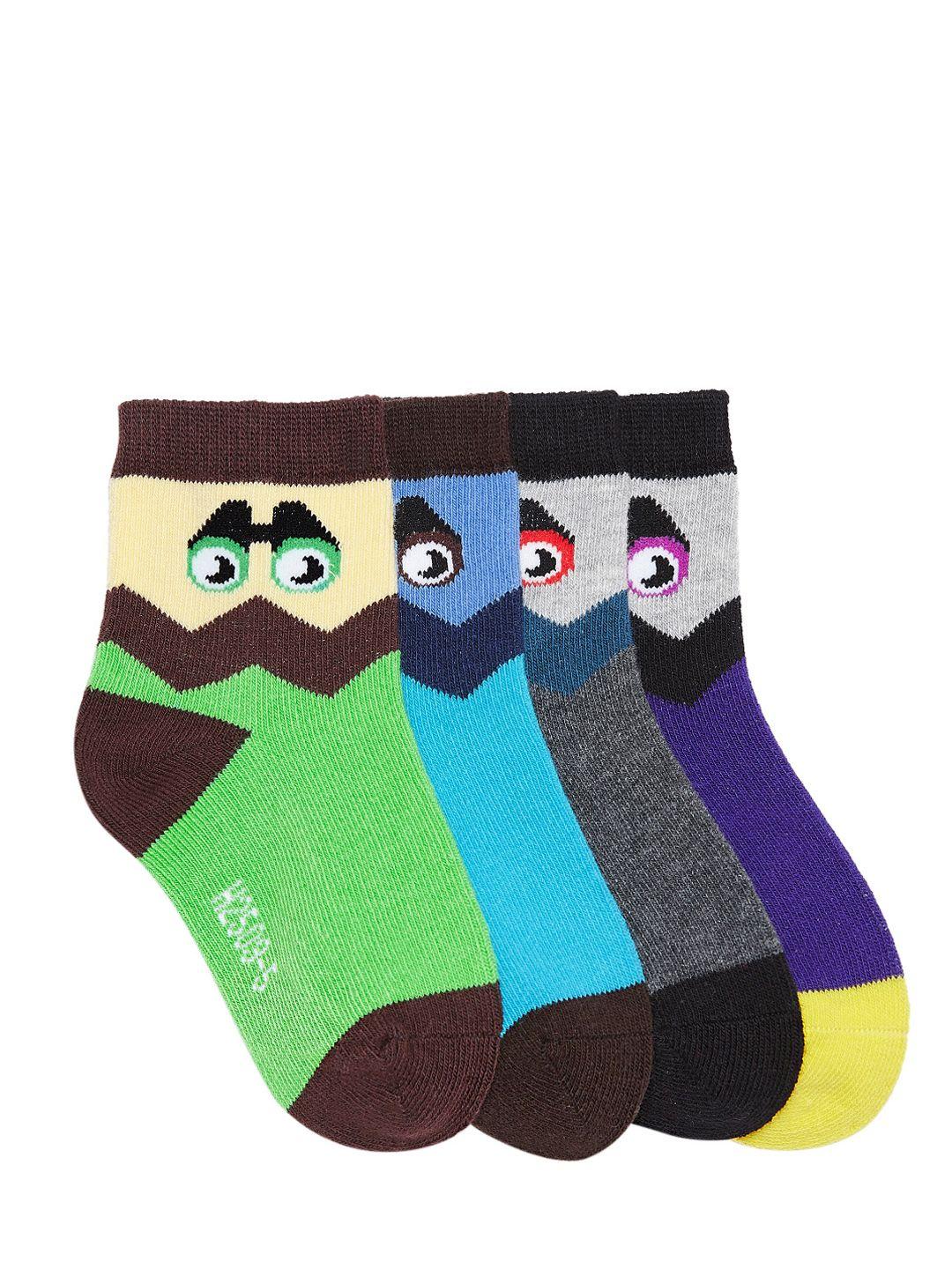 camey kids pack of 4 patterned above ankle-length socks