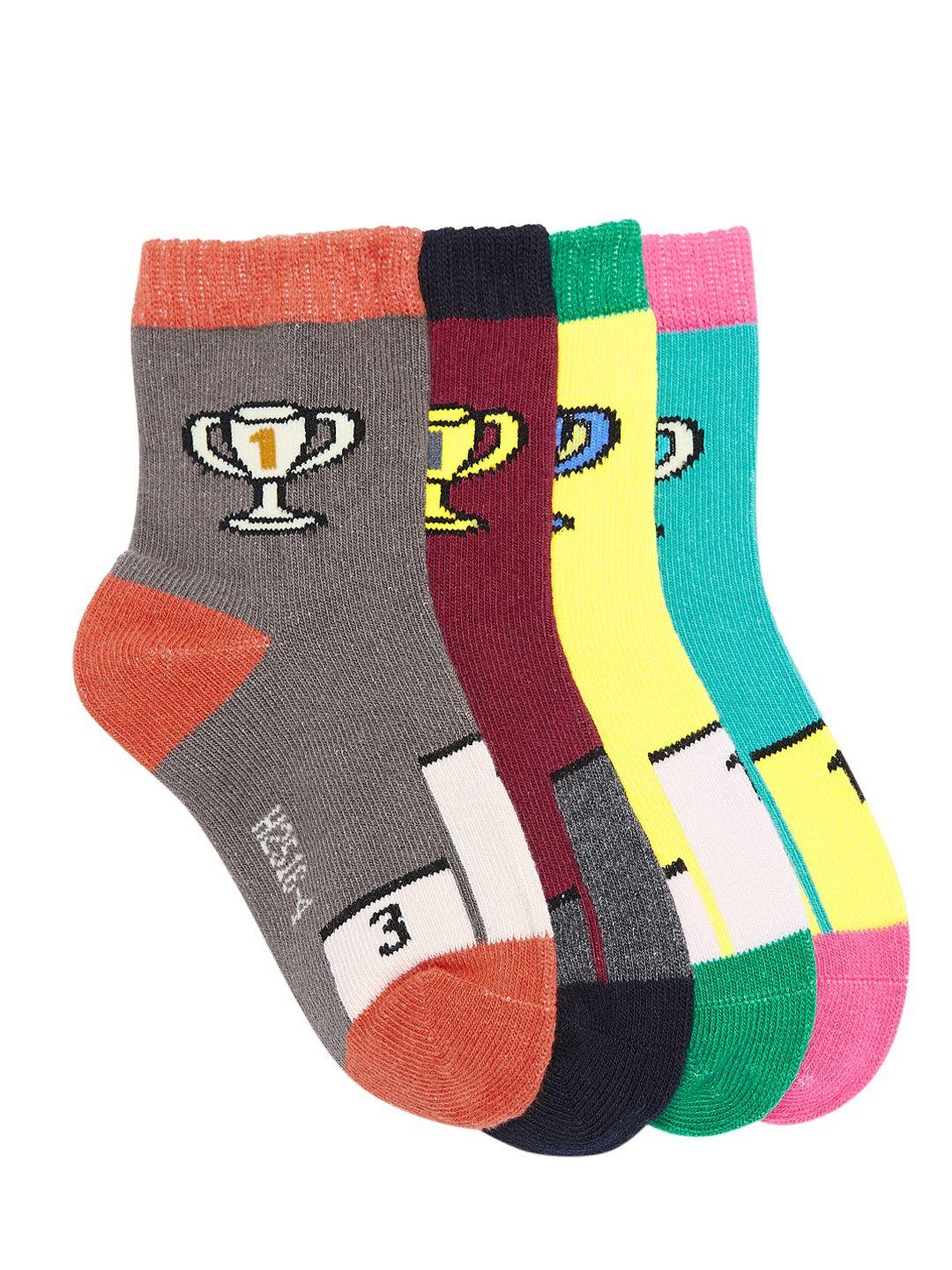 camey kids pack of 4 patterned above ankle-length socks