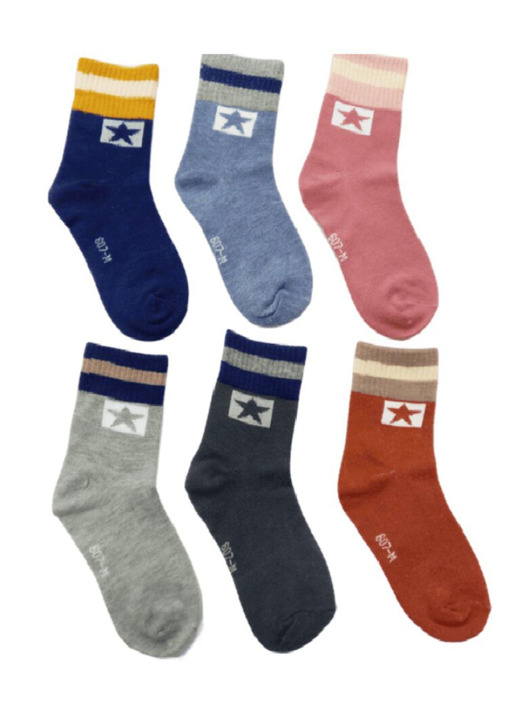 camey kids pack of 6 cotton printed ankle-length socks