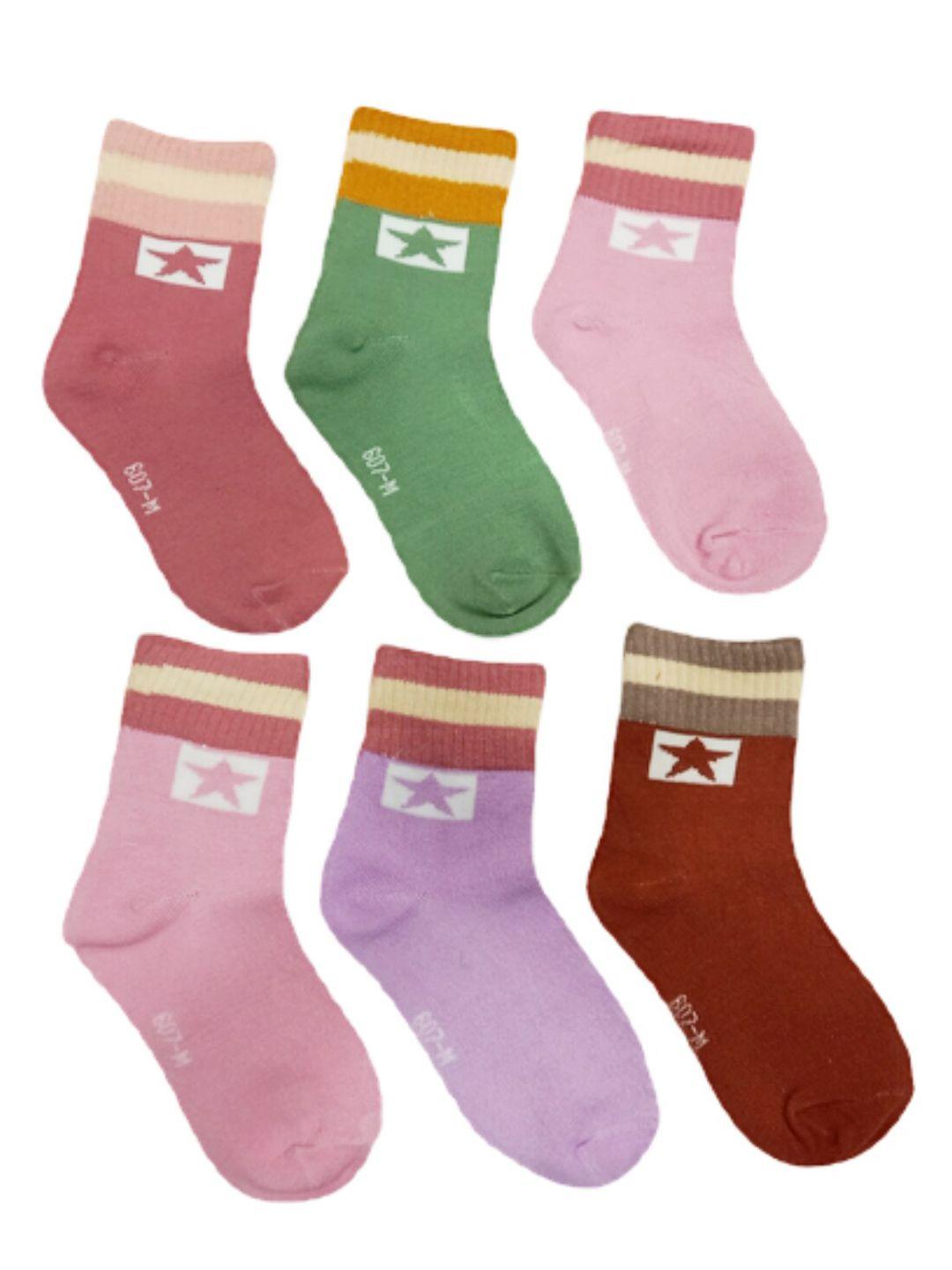 camey kids pack of 6 solid cotton  socks