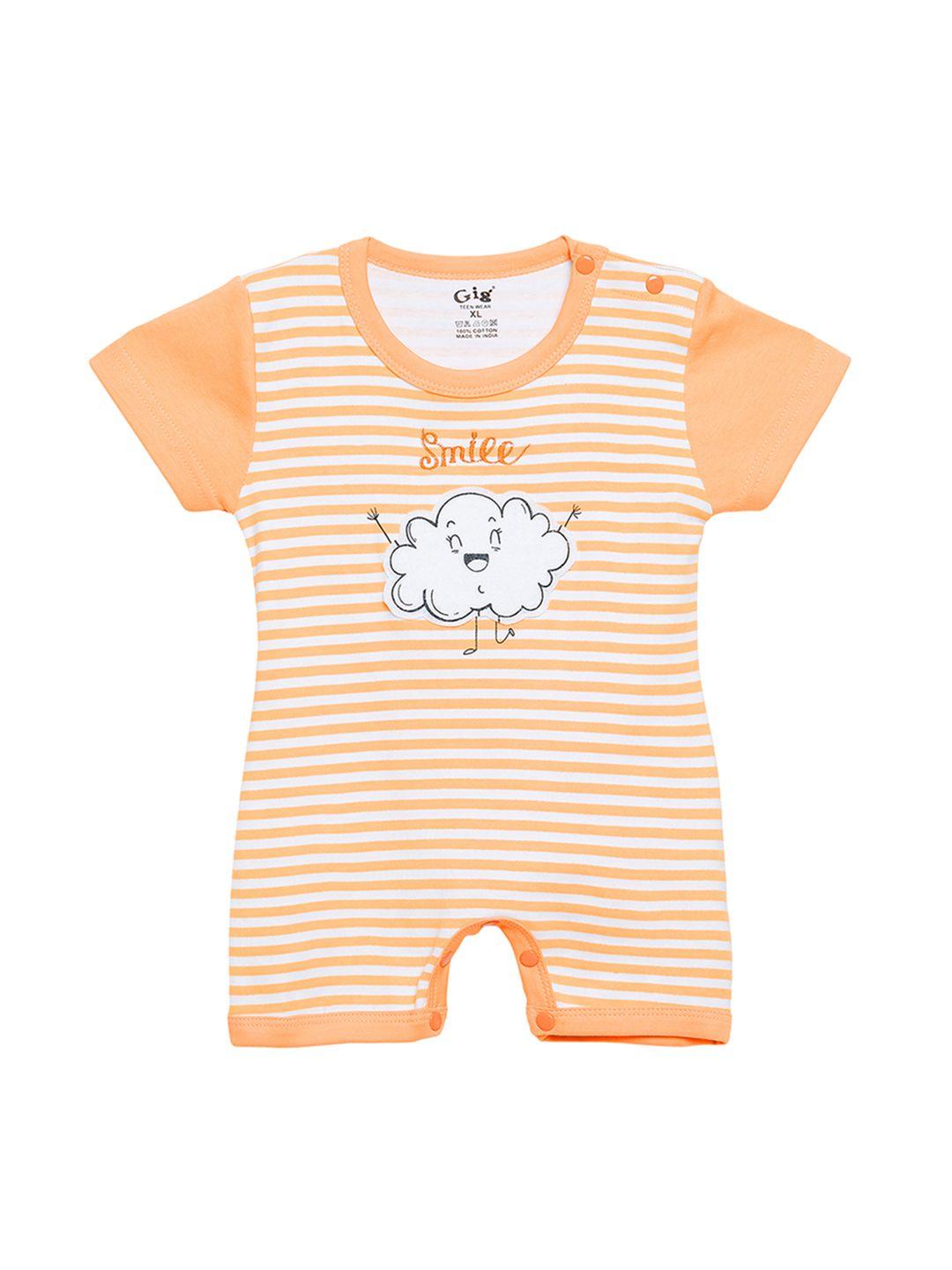 camey kids peach-coloured & white striped rompers
