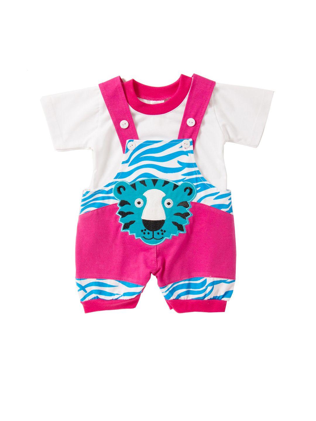 camey kids pink & white printed clothing set