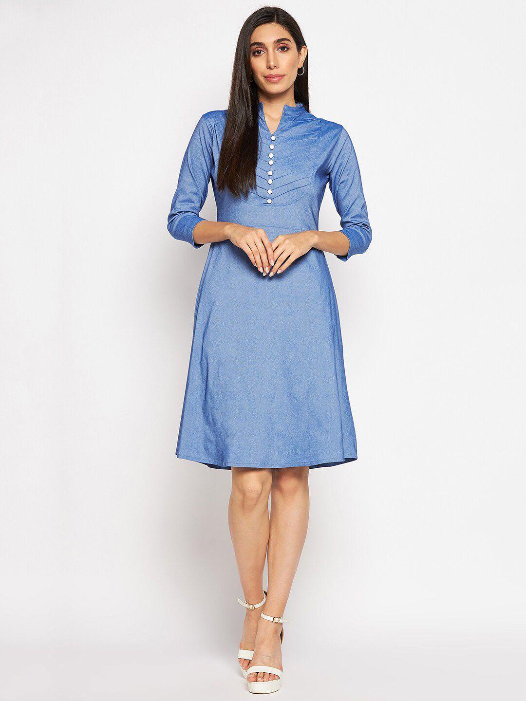 camey mandarin collar cotton a-line dress